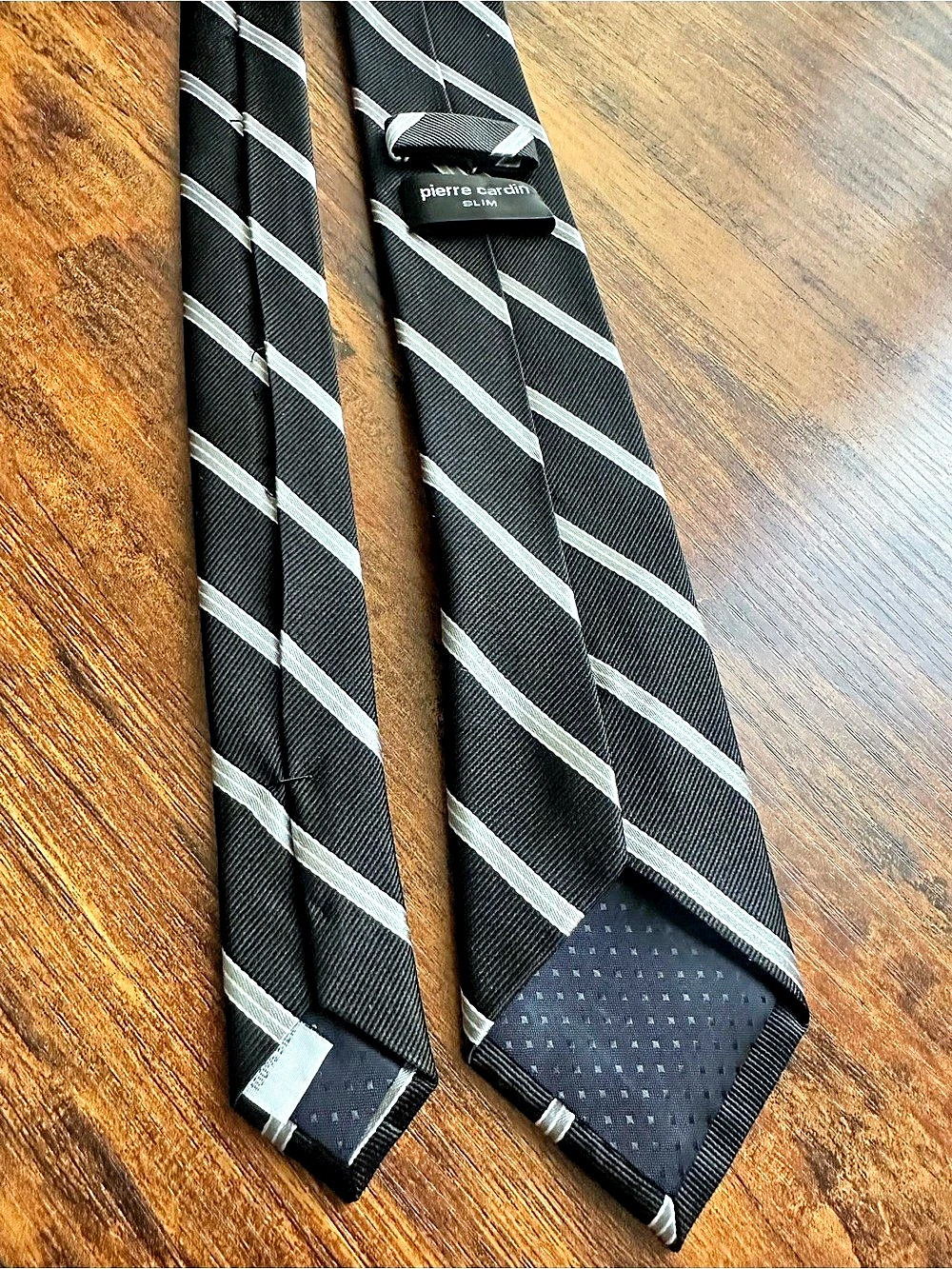 Pierre Cardin Men's Striped Ties Black & Gray Slim
